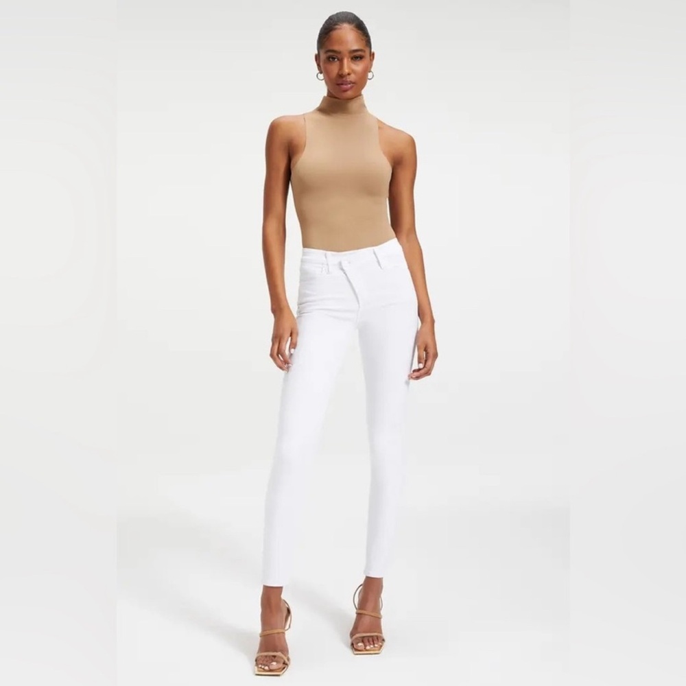 NWT GOOD AMERICAN White Cross Fly High Rise Skinny Jeans Sz 16